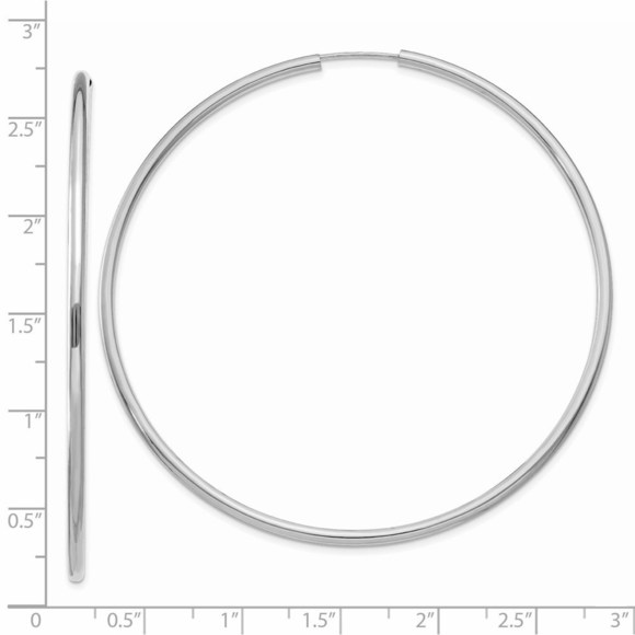 14k White Gold 2mm Polished Endless Hoop Earrings - Picture 2 of 4